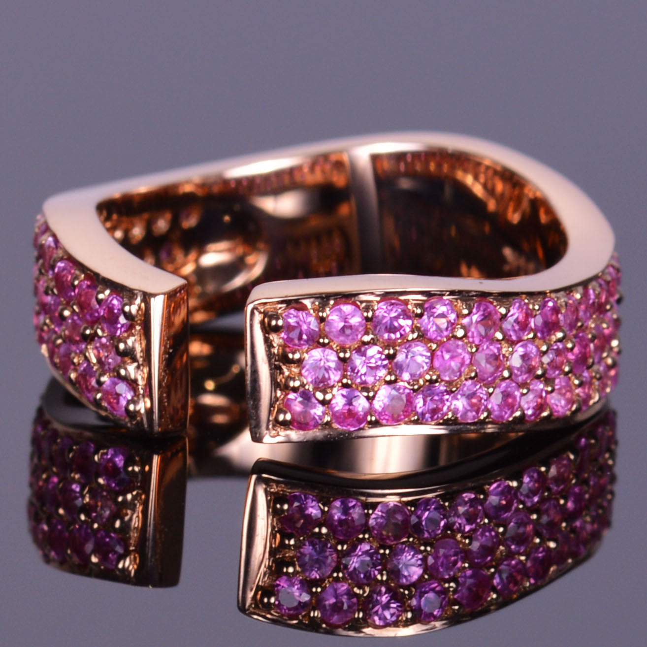 Sapphire pink gold cuff bracelet