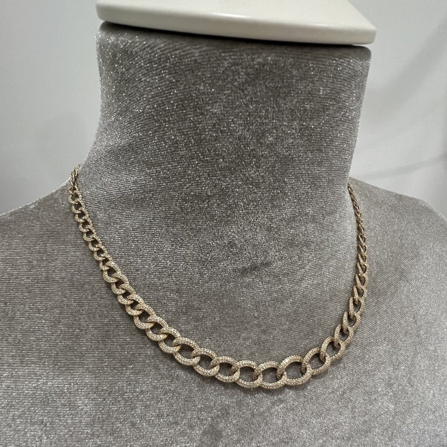 Diamond Chain Link Necklace in Yellow Gold