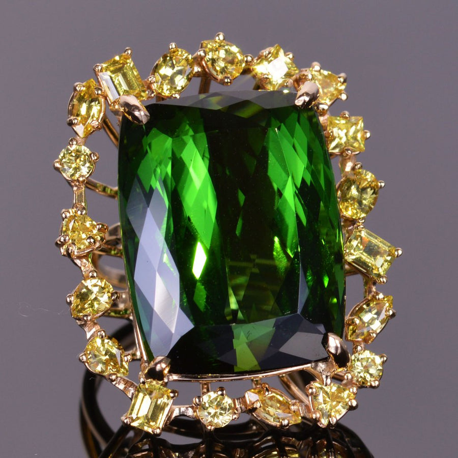 18k Yellow Gold And Platinum Custom Yellow Sapphire And Diamond Halo Engagement  Ring #100594 - Seattle Bellevue | Joseph Jewelry